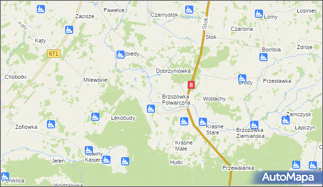 mapa Brzozówka Folwarczna, Brzozówka Folwarczna na mapie Targeo