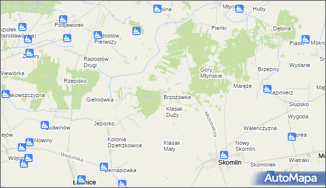 mapa Brzozówka gmina Łubnice, Brzozówka gmina Łubnice na mapie Targeo