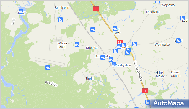 mapa Brzozówka gmina Okonek, Brzozówka gmina Okonek na mapie Targeo