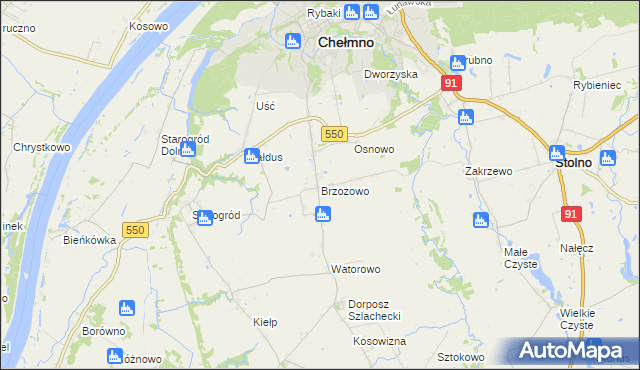 mapa Brzozowo gmina Kijewo Królewskie, Brzozowo gmina Kijewo Królewskie na mapie Targeo