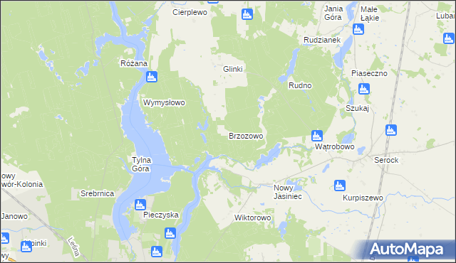 mapa Brzozowo gmina Koronowo, Brzozowo gmina Koronowo na mapie Targeo