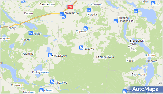 mapa Brzozowo gmina Lipnica, Brzozowo gmina Lipnica na mapie Targeo