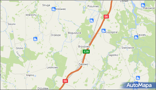 mapa Brzozowo gmina Nowogard, Brzozowo gmina Nowogard na mapie Targeo