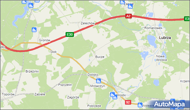 mapa Bucze gmina Lubrza, Bucze gmina Lubrza na mapie Targeo