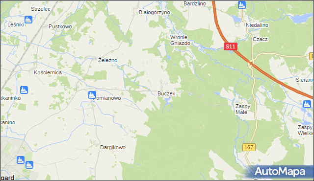 mapa Buczek gmina Białogard, Buczek gmina Białogard na mapie Targeo