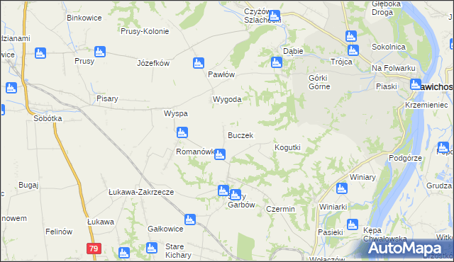 mapa Buczek gmina Dwikozy, Buczek gmina Dwikozy na mapie Targeo