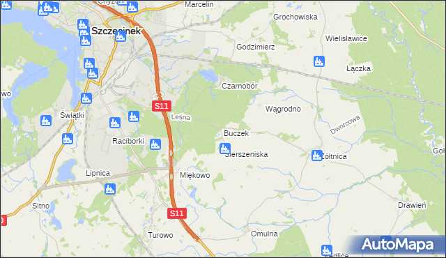 mapa Buczek gmina Szczecinek, Buczek gmina Szczecinek na mapie Targeo