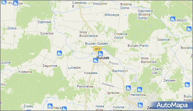 mapa Buczek powiat łaski, Buczek powiat łaski na mapie Targeo