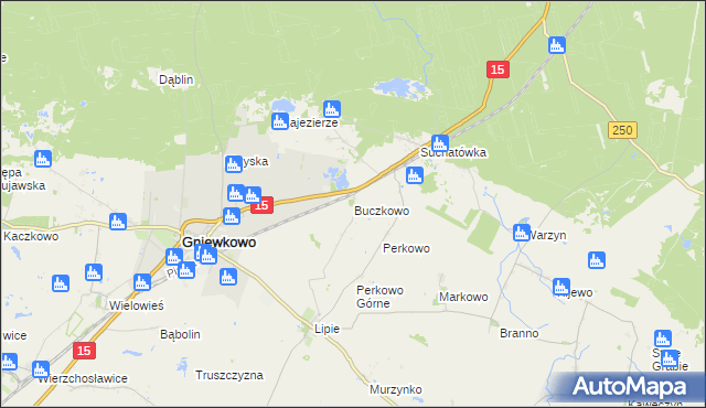 mapa Buczkowo gmina Gniewkowo, Buczkowo gmina Gniewkowo na mapie Targeo