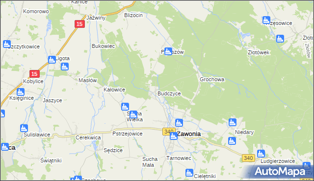 mapa Budczyce, Budczyce na mapie Targeo