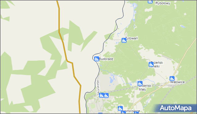 mapa Budoradz, Budoradz na mapie Targeo