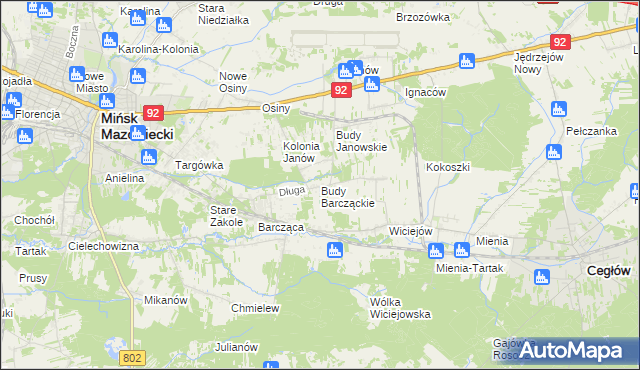 mapa Budy Barcząckie, Budy Barcząckie na mapie Targeo