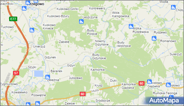 mapa Budy Giżyńskie, Budy Giżyńskie na mapie Targeo