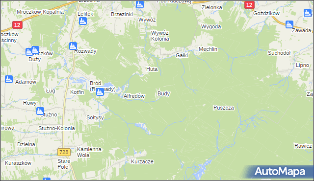 mapa Budy gmina Gielniów, Budy gmina Gielniów na mapie Targeo