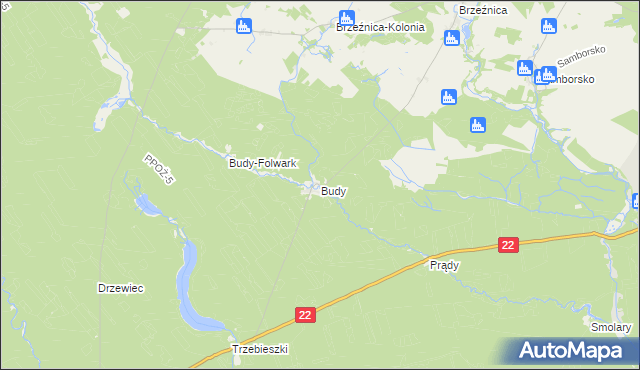 mapa Budy gmina Jastrowie, Budy gmina Jastrowie na mapie Targeo