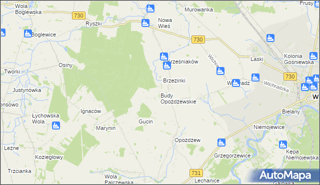 mapa Budy Opożdżewskie, Budy Opożdżewskie na mapie Targeo