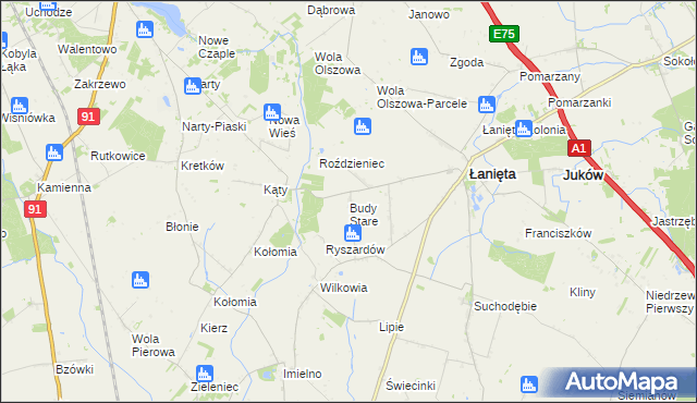 mapa Budy Stare gmina Łanięta, Budy Stare gmina Łanięta na mapie Targeo