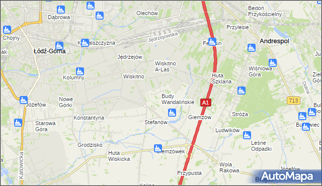 mapa Budy Wandalińskie, Budy Wandalińskie na mapie Targeo