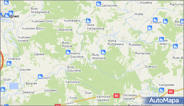 mapa Budy Wolińskie, Budy Wolińskie na mapie Targeo