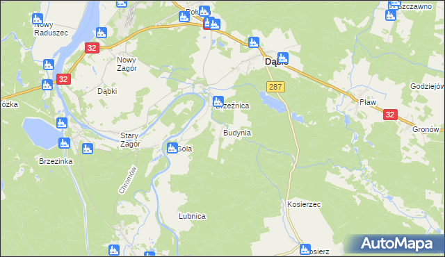 mapa Budynia, Budynia na mapie Targeo