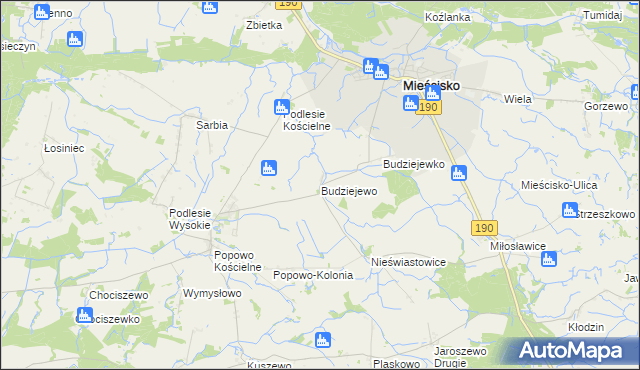 mapa Budziejewo, Budziejewo na mapie Targeo