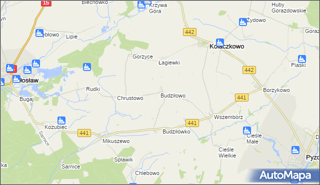 mapa Budziłowo, Budziłowo na mapie Targeo
