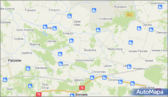mapa Budziska gmina Latowicz, Budziska gmina Latowicz na mapie Targeo