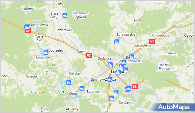 mapa Budziska gmina Łochów, Budziska gmina Łochów na mapie Targeo