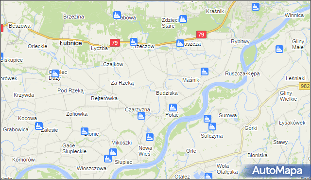 mapa Budziska gmina Łubnice, Budziska gmina Łubnice na mapie Targeo