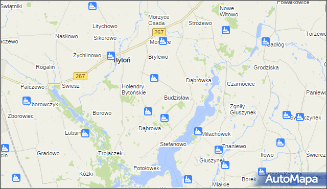 mapa Budzisław gmina Bytoń, Budzisław gmina Bytoń na mapie Targeo