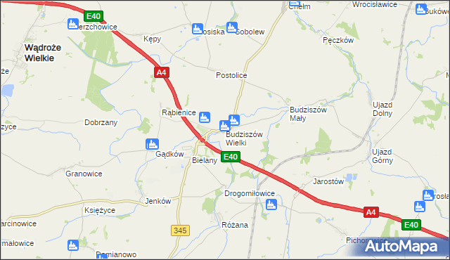 mapa Budziszów Wielki, Budziszów Wielki na mapie Targeo