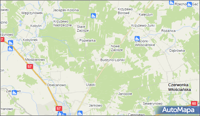 mapa Budzyno-Lipniki, Budzyno-Lipniki na mapie Targeo