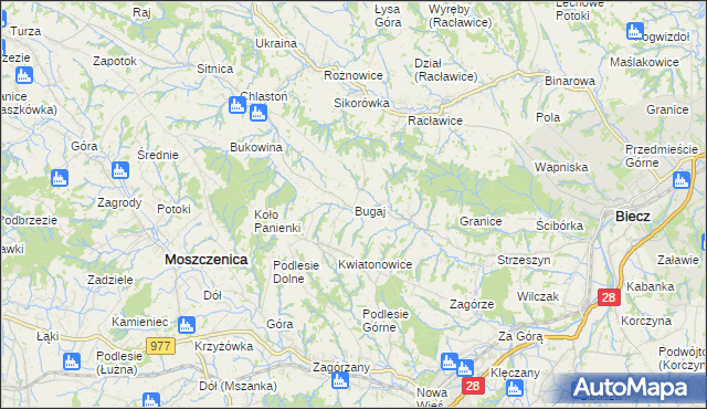 mapa Bugaj gmina Biecz, Bugaj gmina Biecz na mapie Targeo