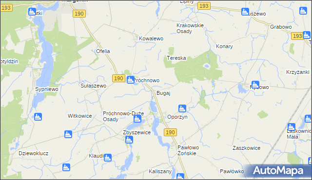 mapa Bugaj gmina Margonin, Bugaj gmina Margonin na mapie Targeo