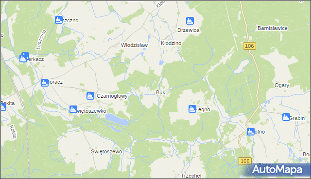 mapa Buk gmina Przybiernów, Buk gmina Przybiernów na mapie Targeo
