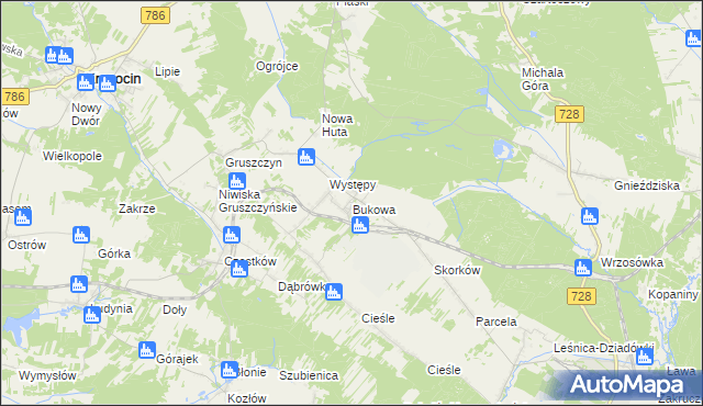mapa Bukowa gmina Krasocin, Bukowa gmina Krasocin na mapie Targeo
