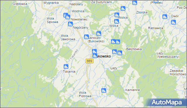 mapa Bukowsko, Bukowsko na mapie Targeo