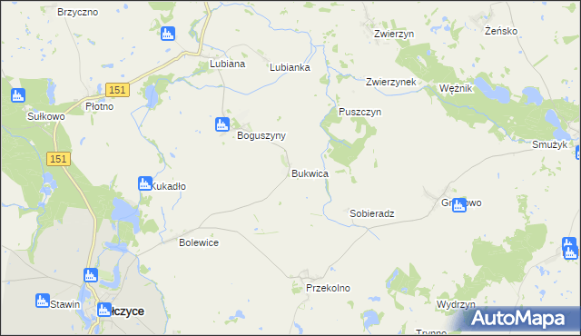 mapa Bukwica gmina Pełczyce, Bukwica gmina Pełczyce na mapie Targeo