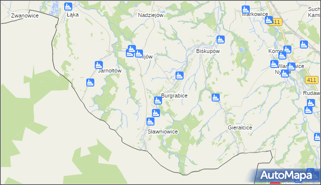 mapa Burgrabice, Burgrabice na mapie Targeo