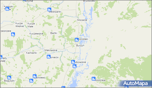 mapa Burzyn gmina Jedwabne, Burzyn gmina Jedwabne na mapie Targeo