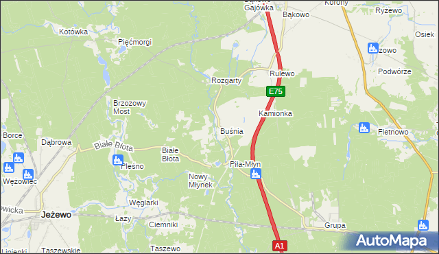 mapa Buśnia, Buśnia na mapie Targeo