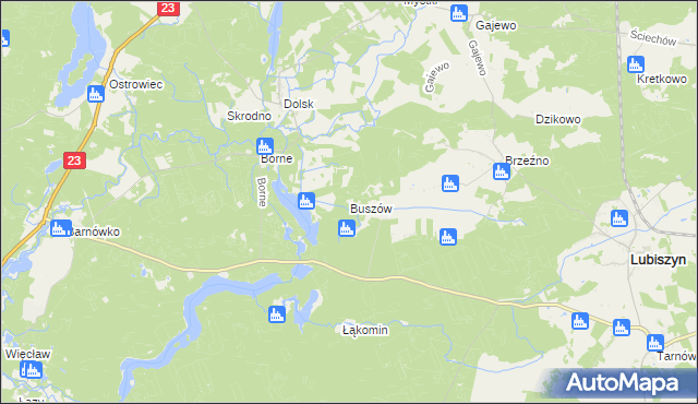 mapa Buszów gmina Lubiszyn, Buszów gmina Lubiszyn na mapie Targeo