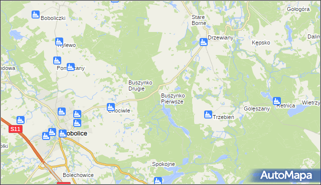 mapa Buszynko Pierwsze, Buszynko Pierwsze na mapie Targeo