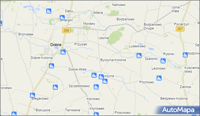 mapa Byczyna-Kolonia, Byczyna-Kolonia na mapie Targeo