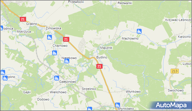 mapa Bydlino, Bydlino na mapie Targeo