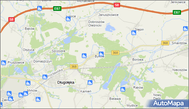 mapa Byków, Byków na mapie Targeo