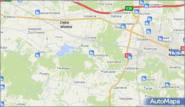 mapa Bykowizna, Bykowizna na mapie Targeo