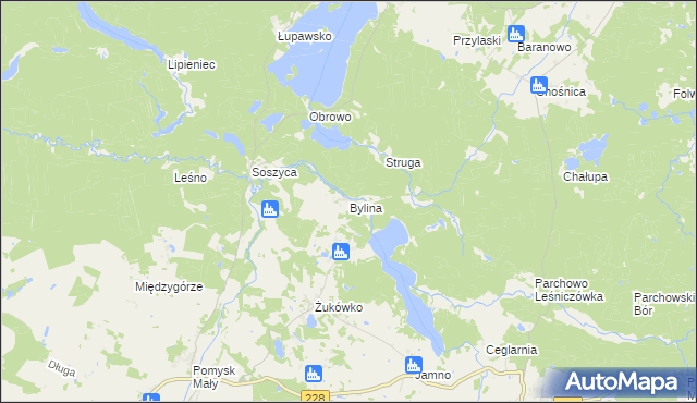 mapa Bylina gmina Parchowo, Bylina gmina Parchowo na mapie Targeo