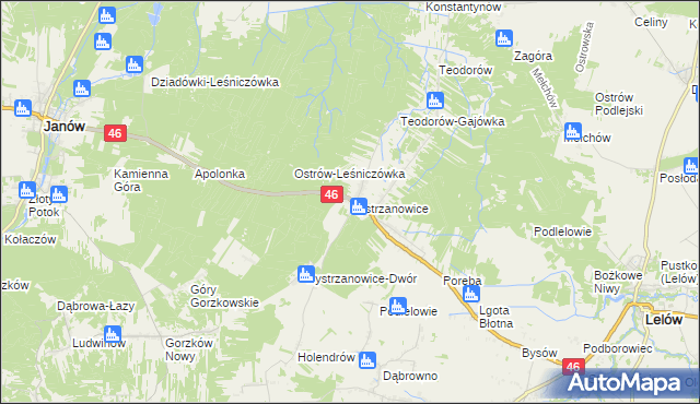 mapa Bystrzanowice, Bystrzanowice na mapie Targeo