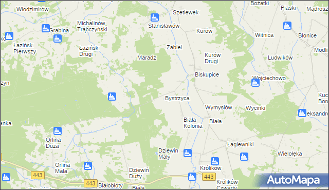 mapa Bystrzyca gmina Grodziec, Bystrzyca gmina Grodziec na mapie Targeo